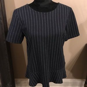 Navy striped peplum